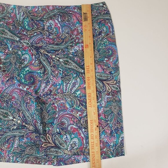 Talbots Petite 14 Floral Straight Skirt Cotton Stretch Blue Multicolor Womens - Picture 10 of 10